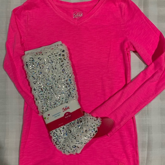 Justice Girls Bundle Shirt and Leg warmers Sz 12 - Picture 2 of 6
